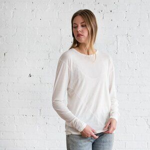 Lauren Manoogian Vellum Long Sleeve Tee in Bone Size Large